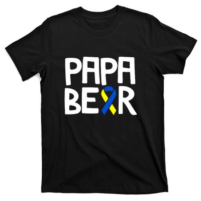 Ribbon Papa Bear Down Syndrome Awareness T21 Day Gift T-Shirt