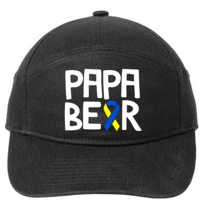 Ribbon Papa Bear Down Syndrome Awareness T21 Day Gift 7-Panel Snapback Hat