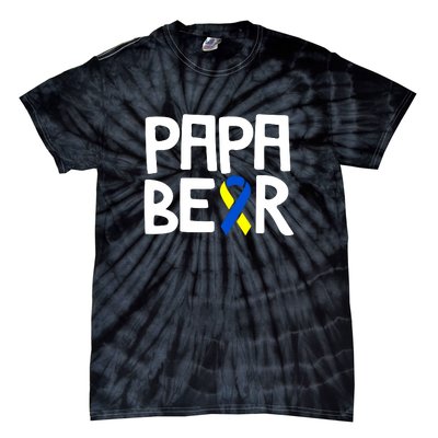 Ribbon Papa Bear Down Syndrome Awareness T21 Day Gift Tie-Dye T-Shirt