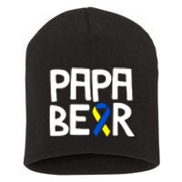 Ribbon Papa Bear Down Syndrome Awareness T21 Day Gift Short Acrylic Beanie