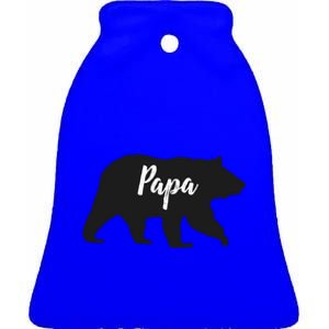 Rustic Papa Bear Funny Gift Ceramic Bell Ornament