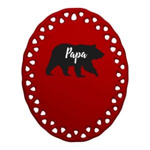 Rustic Papa Bear Funny Gift Ceramic Oval Ornament