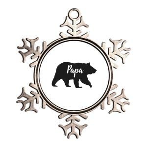 Rustic Papa Bear Funny Gift Metallic Star Ornament