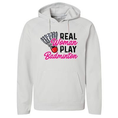 Real Play Badminton Badminton Player Shuttlecock Sport Great Gift Performance Fleece Hoodie