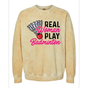 Real Play Badminton Badminton Player Shuttlecock Sport Great Gift Colorblast Crewneck Sweatshirt