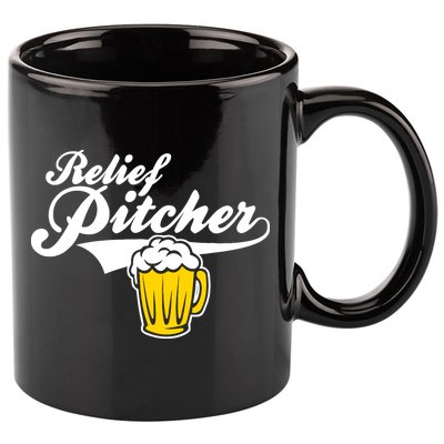 Relief Pitcher Beer And Baseball 11oz C Handle Ceramic Mug