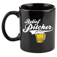 Relief Pitcher Beer And Baseball 11oz C Handle Ceramic Mug