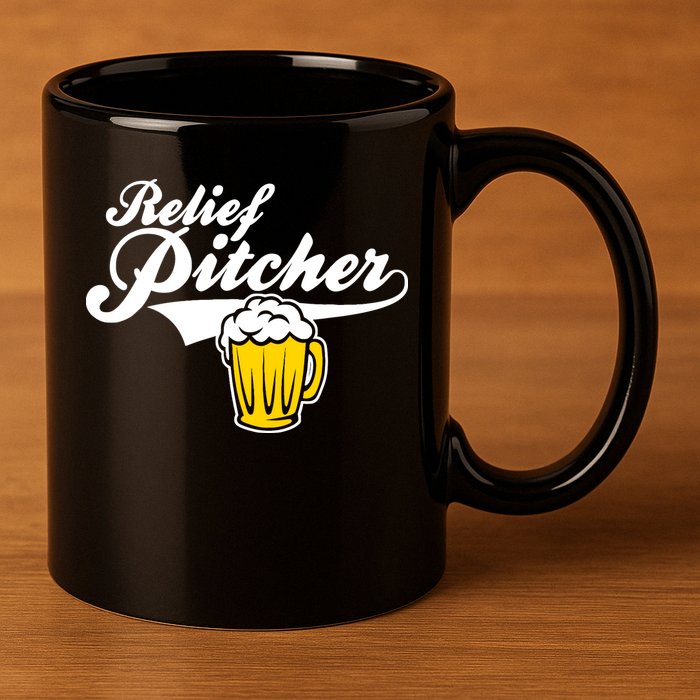 Relief Pitcher Beer And Baseball 11oz C Handle Ceramic Mug