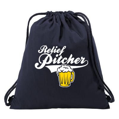 Relief Pitcher Beer And Baseball Drawstring Bag