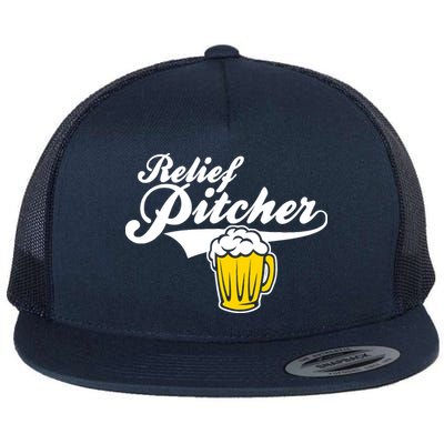 Relief Pitcher Beer And Baseball Flat Bill Trucker Hat