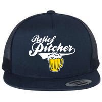 Relief Pitcher Beer And Baseball Flat Bill Trucker Hat