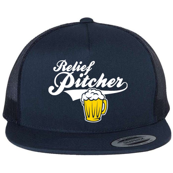 Relief Pitcher Beer And Baseball Flat Bill Trucker Hat