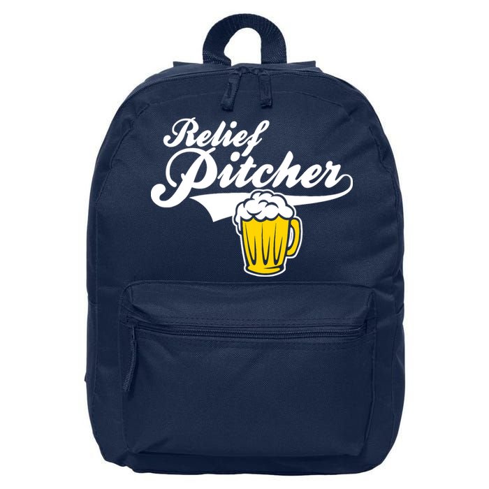Relief Pitcher Beer And Baseball 16 in Basic Backpack