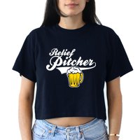 Relief Pitcher Beer And Baseball Women's Crop Top Tee