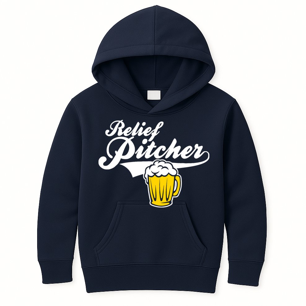 Relief Pitcher Beer And Baseball Kids Hoodie