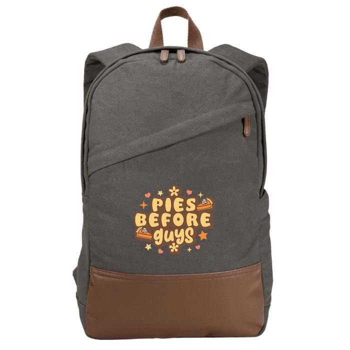 Retro Pies Before Guys Funny Thanksgiving Pies Cotton Canvas Backpack