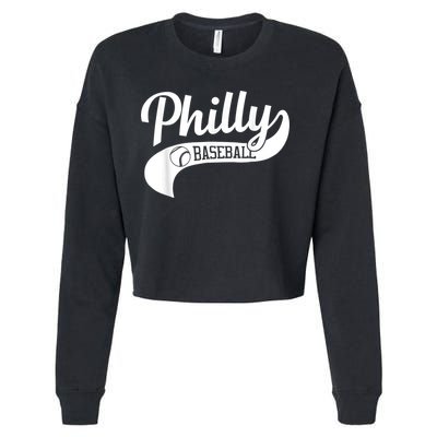 Retro Philadelphia Baseball Vintage Philly Swoosh Cropped Pullover Crew
