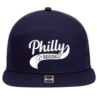 Retro Philadelphia Baseball Vintage Philly Swoosh 7 Panel Mesh Trucker Snapback Hat