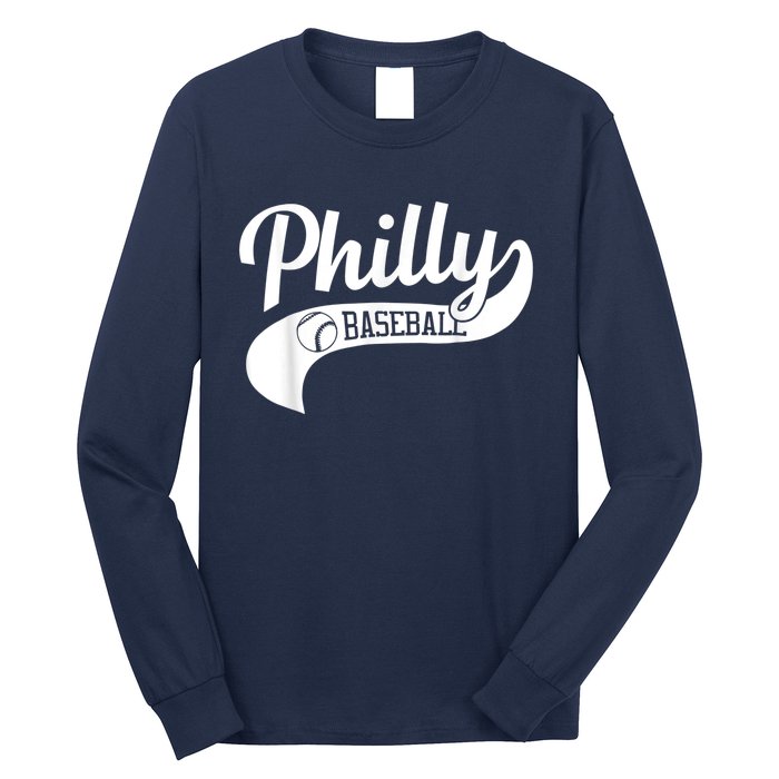 Retro Philadelphia Baseball Vintage Philly Swoosh Long Sleeve Shirt