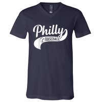 Retro Philadelphia Baseball Vintage Philly Swoosh V-Neck T-Shirt