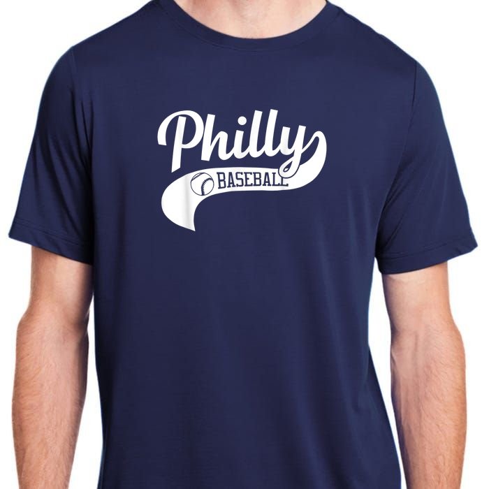 Retro Philadelphia Baseball Vintage Philly Swoosh Adult ChromaSoft Performance T-Shirt