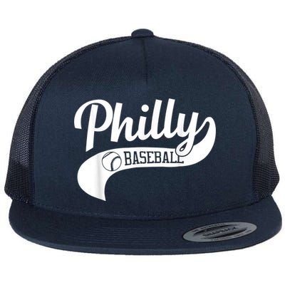 Retro Philadelphia Baseball Vintage Philly Swoosh Flat Bill Trucker Hat