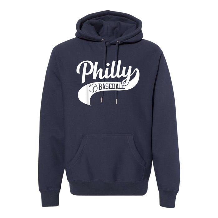 Retro Philadelphia Baseball Vintage Philly Swoosh Premium Hoodie