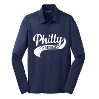 Retro Philadelphia Baseball Vintage Philly Swoosh Silk Touch Performance Long Sleeve Polo