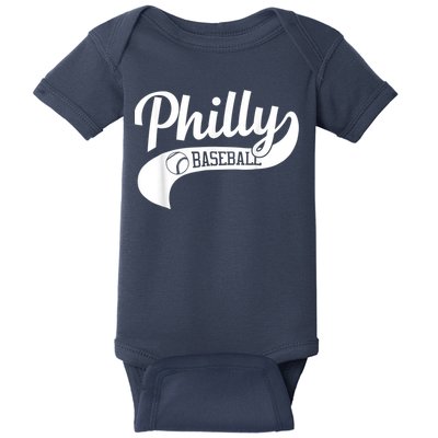 Retro Philadelphia Baseball Vintage Philly Swoosh Baby Bodysuit
