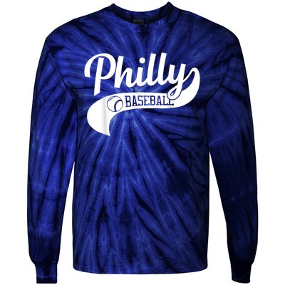 Retro Philadelphia Baseball Vintage Philly Swoosh Tie-Dye Long Sleeve Shirt