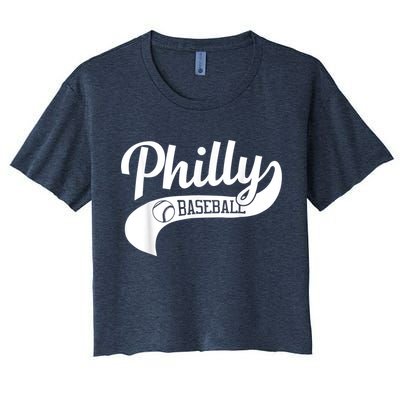Retro Philadelphia Baseball Vintage Philly Swoosh Women's Crop Top Tee