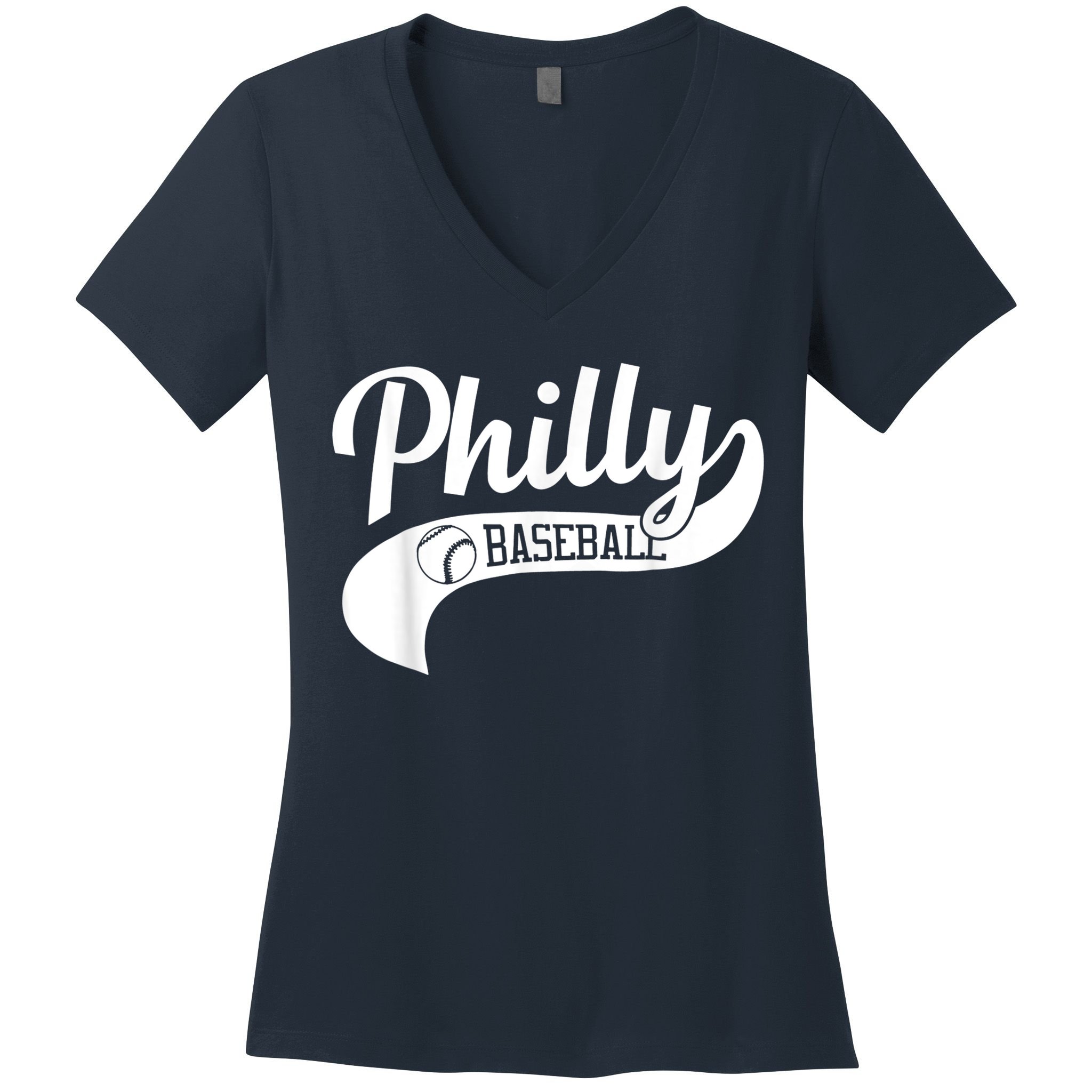 Retro Philadelphia Baseball Vintage Philly Swoosh Women's V-Neck T-Shirt