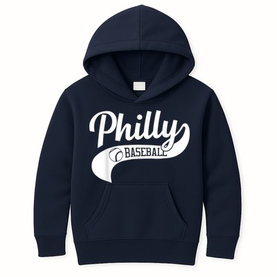 Retro Philadelphia Baseball Vintage Philly Swoosh Kids Hoodie