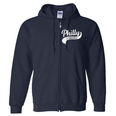 Retro Philadelphia Baseball Vintage Philly Swoosh Full Zip Hoodie