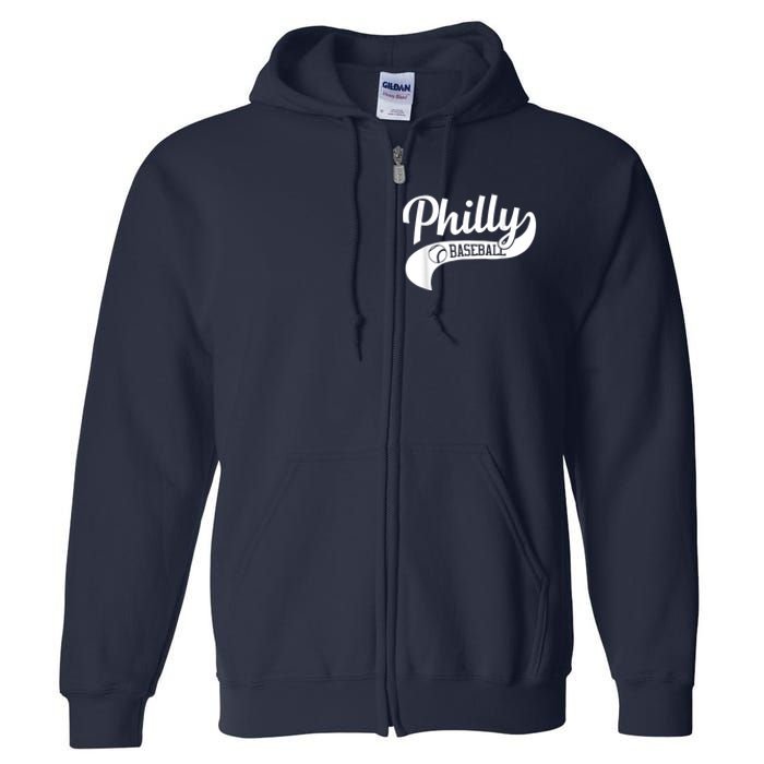 Retro Philadelphia Baseball Vintage Philly Swoosh Full Zip Hoodie