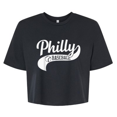 Retro Philadelphia Baseball Vintage Philly Swoosh Bella+Canvas Jersey Crop Tee