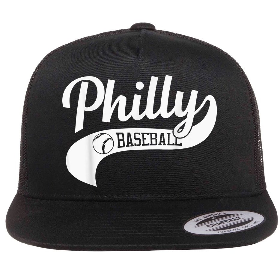 Retro Philadelphia Baseball Vintage Philly Swoosh Flat Bill Trucker Hat