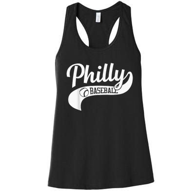 Retro Philadelphia Baseball Vintage Philly Swoosh Women's Racerback Tank