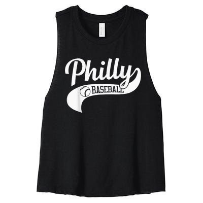 Retro Philadelphia Baseball Vintage Philly Swoosh Women's Racerback Cropped Tank