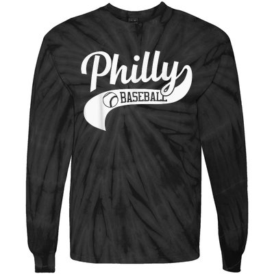 Retro Philadelphia Baseball Vintage Philly Swoosh Tie-Dye Long Sleeve Shirt