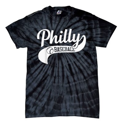 Retro Philadelphia Baseball Vintage Philly Swoosh Tie-Dye T-Shirt