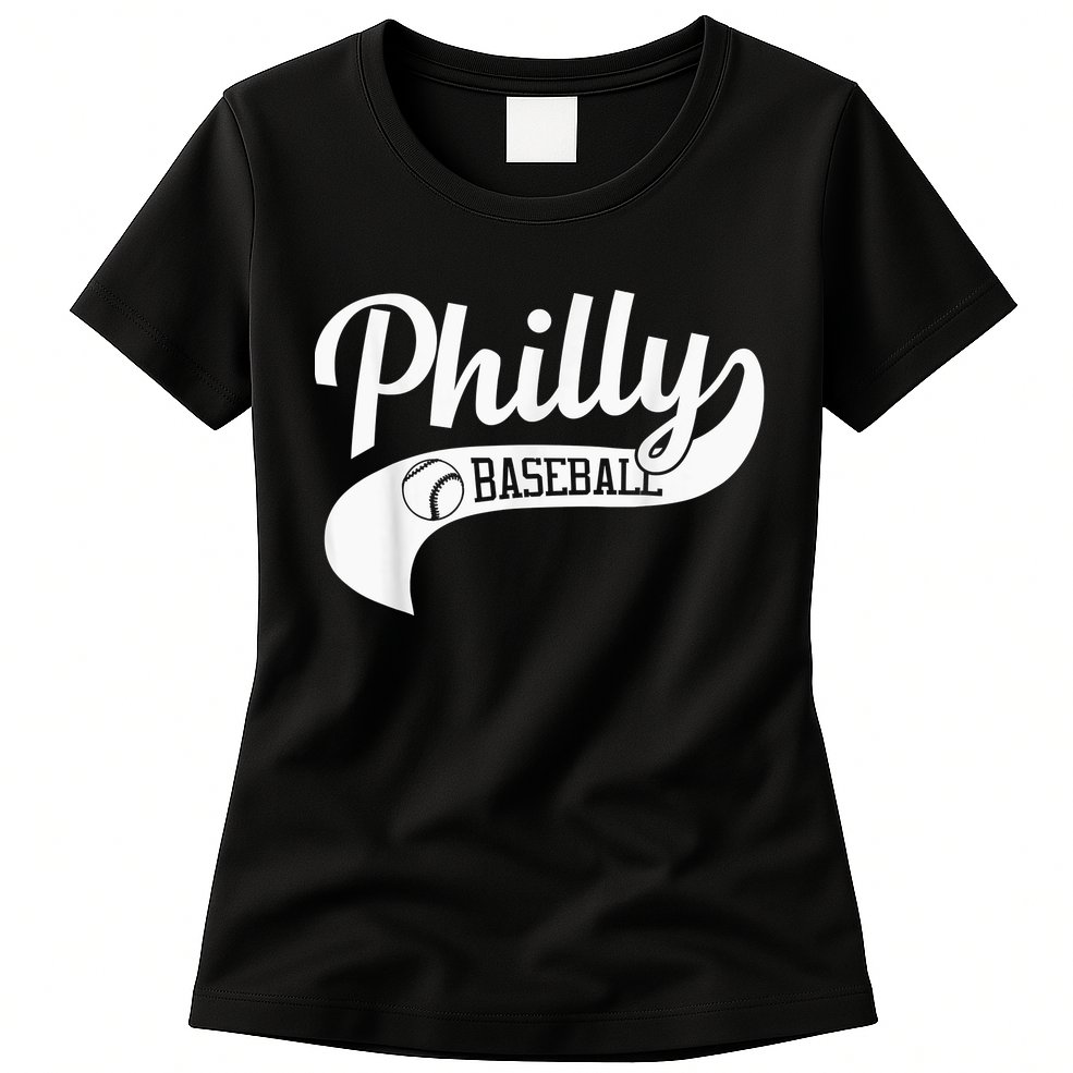 Retro Philadelphia Baseball Vintage Philly Swoosh Womens T-Shirt