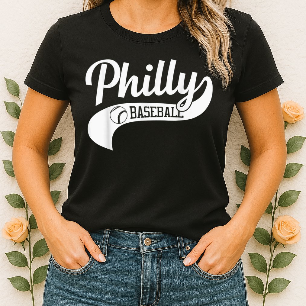 Retro Philadelphia Baseball Vintage Philly Swoosh Womens T-Shirt