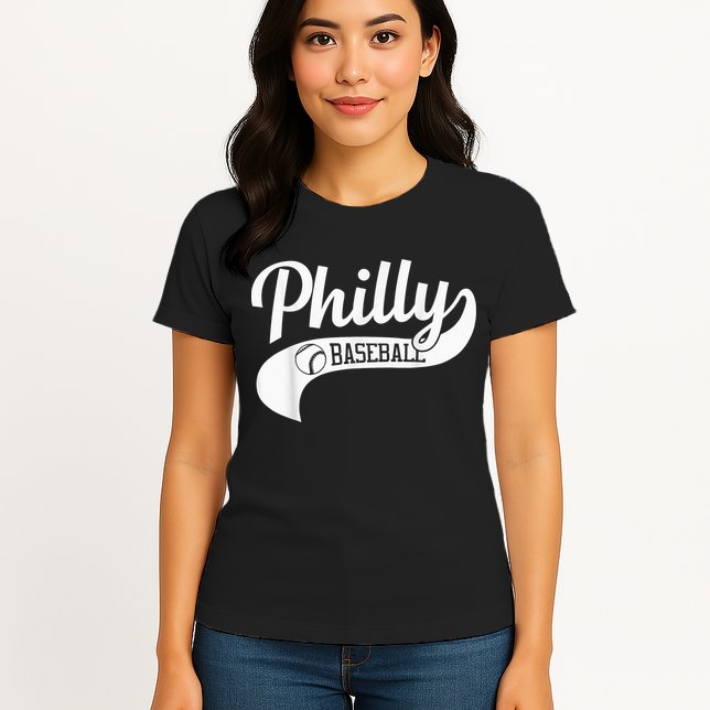 Retro Philadelphia Baseball Vintage Philly Swoosh Womens T-Shirt