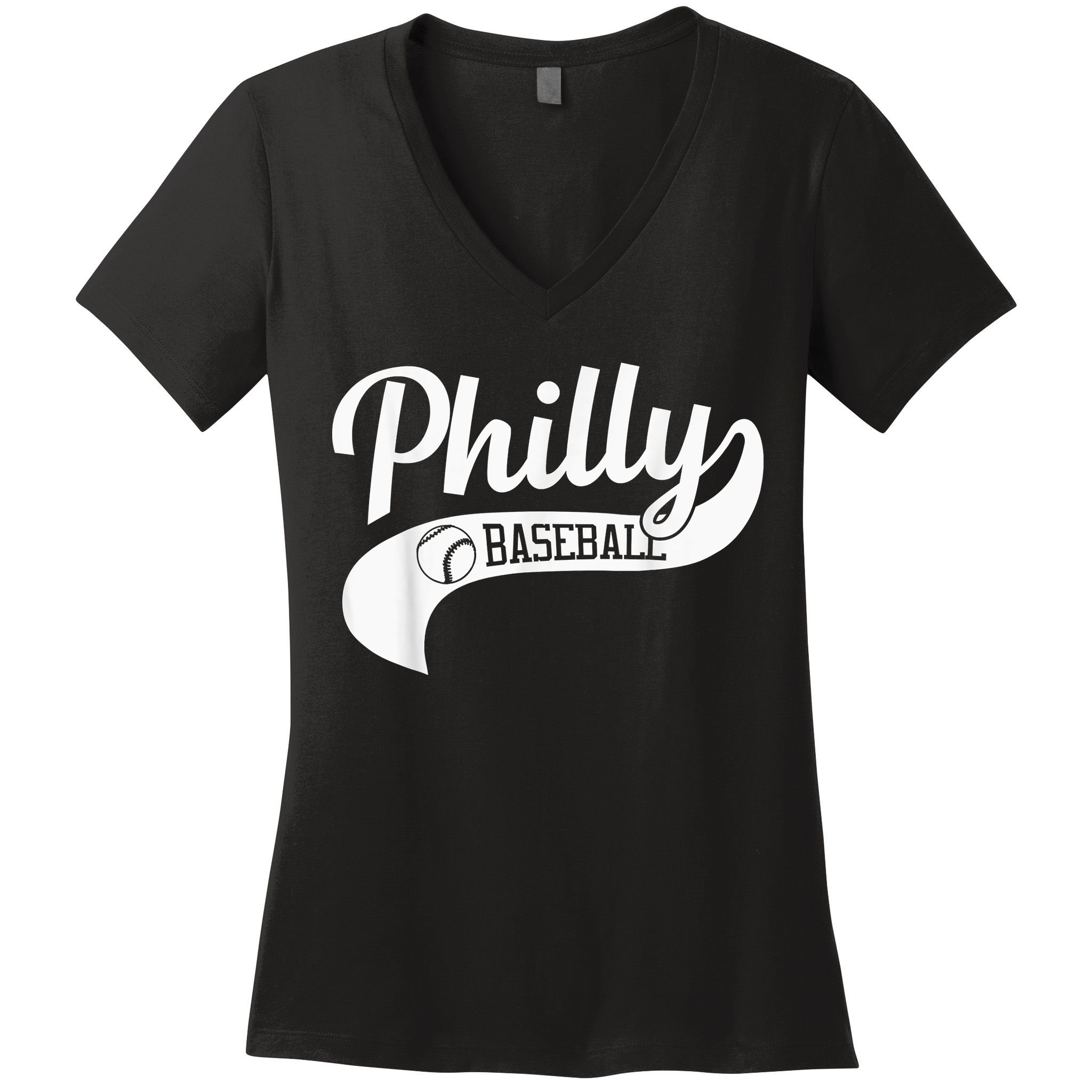 Retro Philadelphia Baseball Vintage Philly Swoosh Women's V-Neck T-Shirt