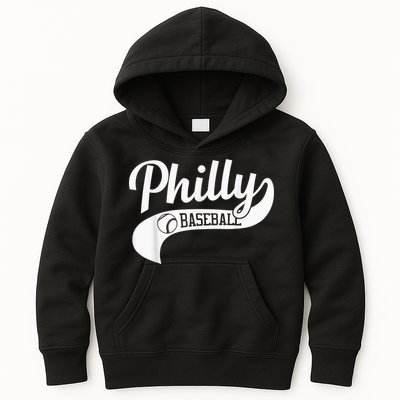 Retro Philadelphia Baseball Vintage Philly Swoosh Kids Hoodie