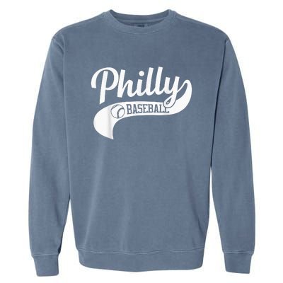 Retro Philadelphia Baseball Vintage Philly Swoosh Garment-Dyed Sweatshirt