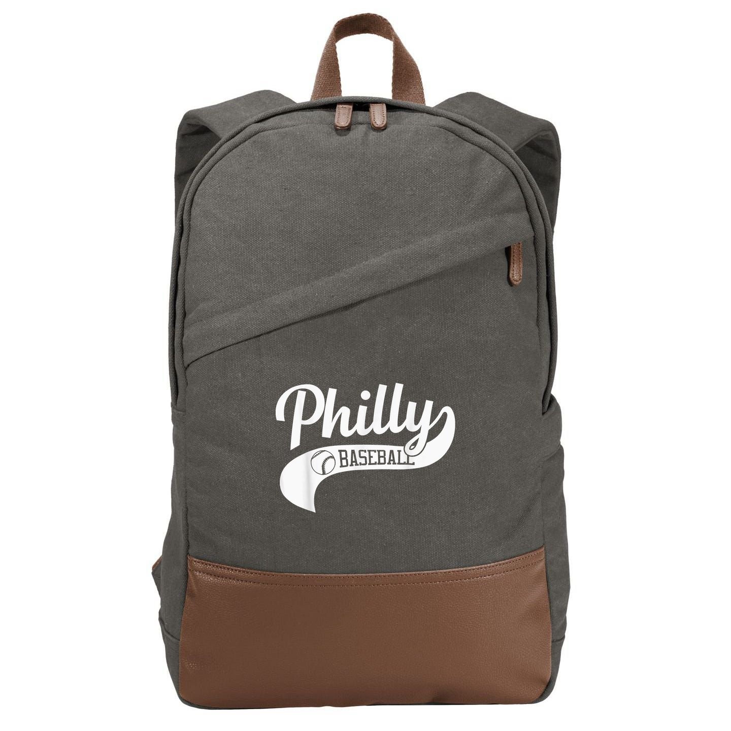 Retro Philadelphia Baseball Vintage Philly Swoosh Cotton Canvas Backpack