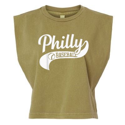 Retro Philadelphia Baseball Vintage Philly Swoosh Garment-Dyed Women's Muscle Tee