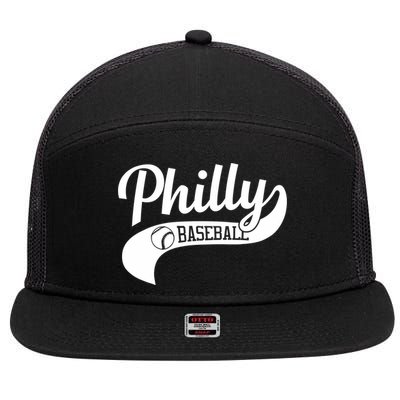 Retro Philadelphia Baseball Vintage Philly Swoosh 7 Panel Mesh Trucker Snapback Hat